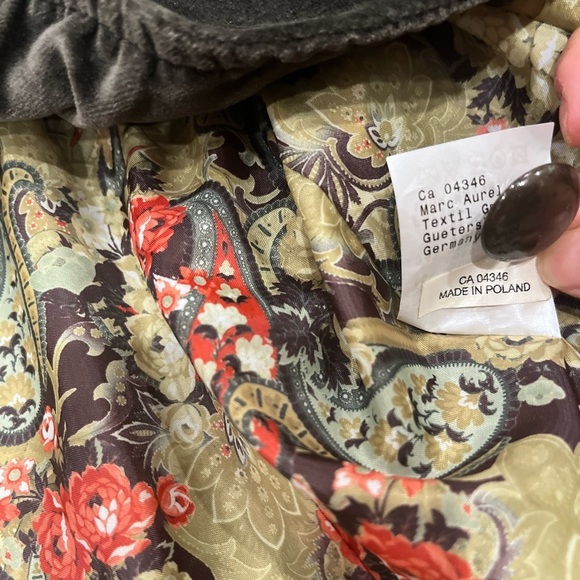 [S/M]Marc Aurel Dark Green Velvet Blazer Pockets Military Hippie Chic - Picture 10 of 15